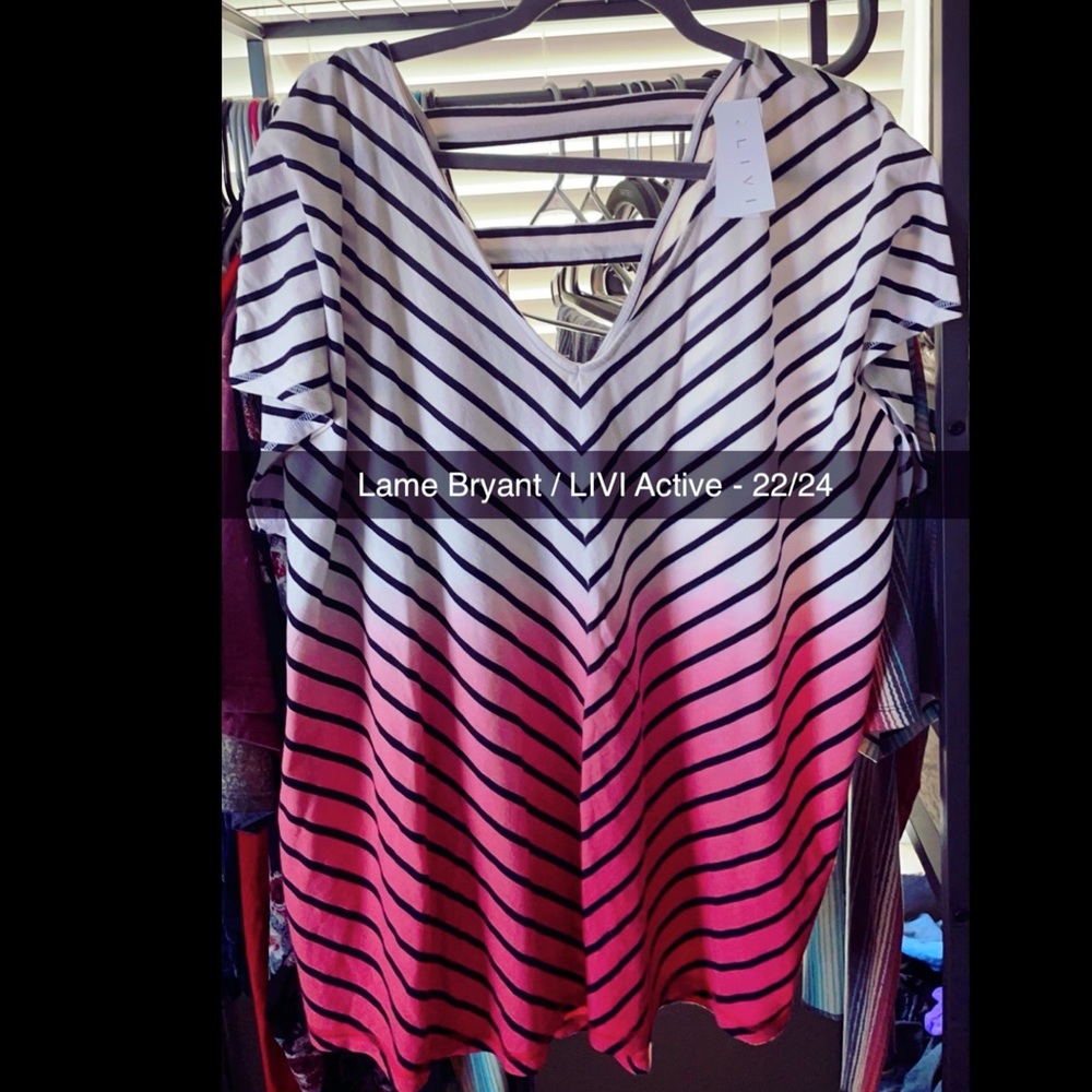 Lane Bryant LIVI Active T-Shirt - Pink and White Ombré - - Size 22/24 - NWT